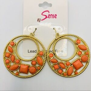 EARRINGS CORAL COLOR & faux stones!! ADORA…